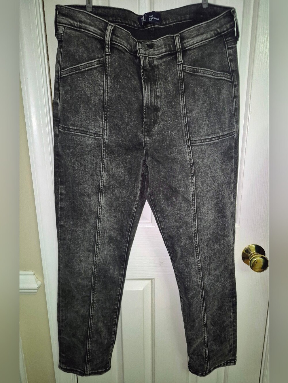 GAP Softwear Vintage Slim High-Rise Jeans Black Acid Wash Front Seam 12/31